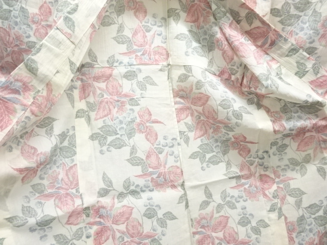  大正ロマン　本場小千谷ちぢみ　蘭模様織り出し着物